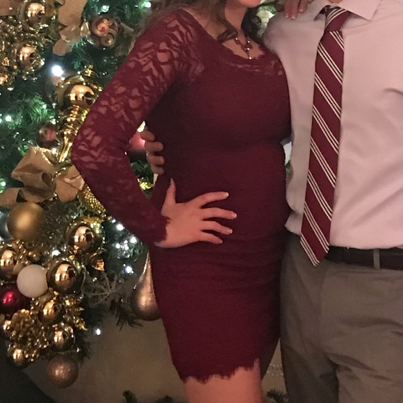 Jump Apparel Burgundy Lace Dress - Picture 2 of 5